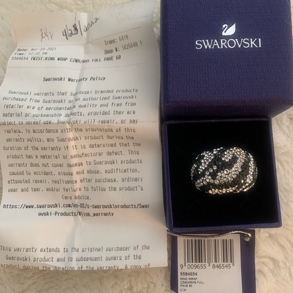 Swarovski crystal statement ring size 8